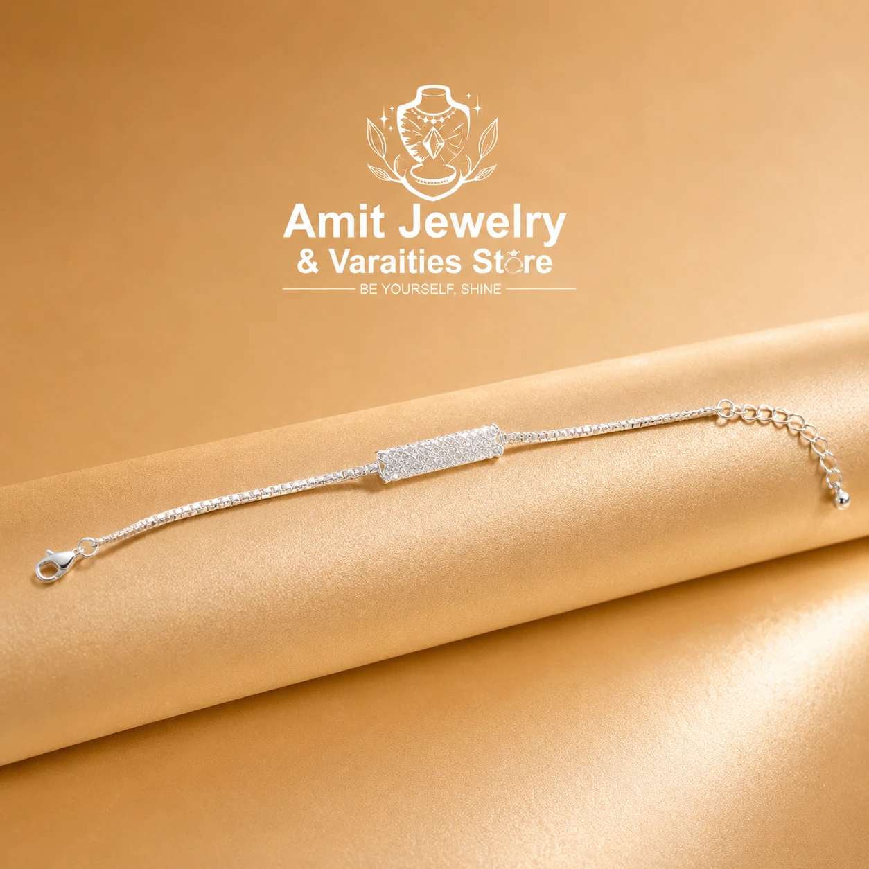 Silver Bar Box Chain Bracelet