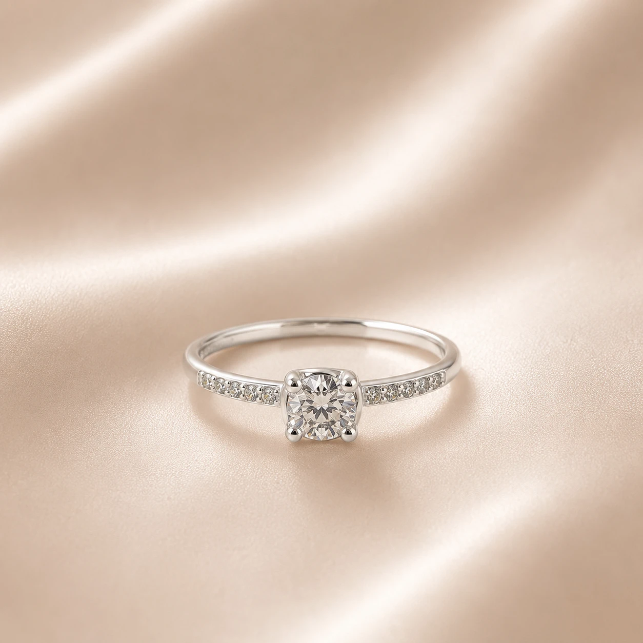 Solitaire Pavé Engagement Ring