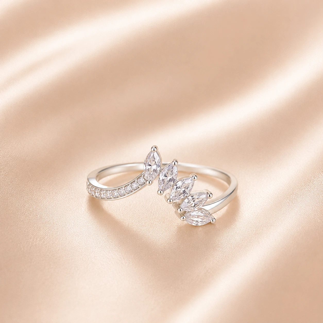 Marquise Curved Cluster Ring
